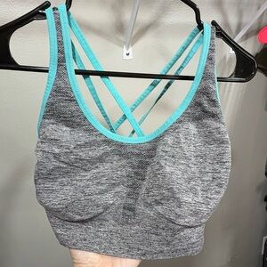 Gray and Teal Women's Sports Bra